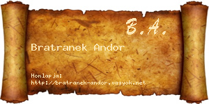 Bratranek Andor névjegykártya